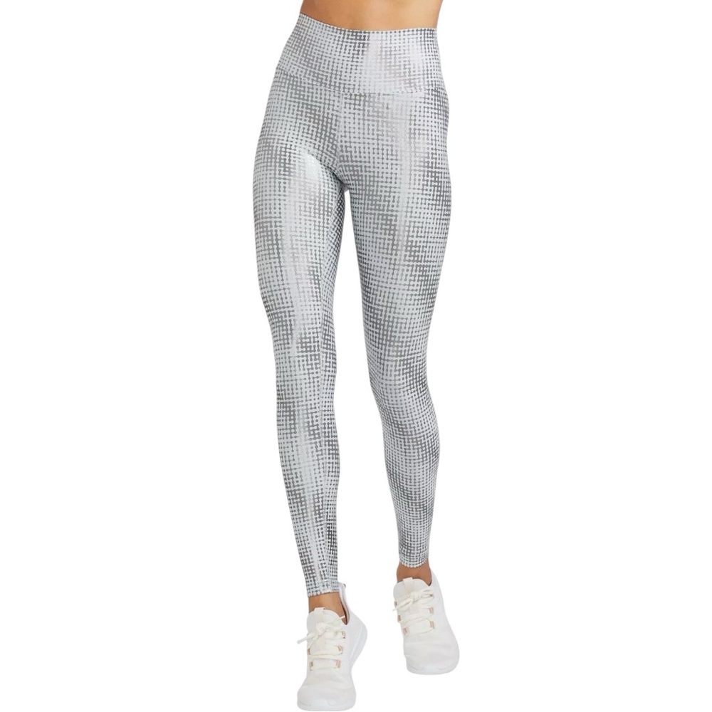 Peloton High Waisted Leggings White Silver Women’s Medium Digital‎ Foil